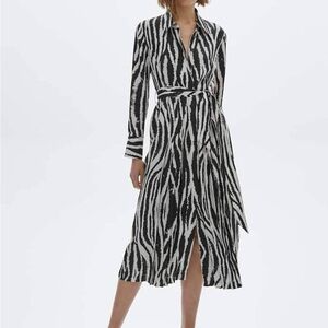 Massimo Dutti Zebra Print Long Sleeve Dress